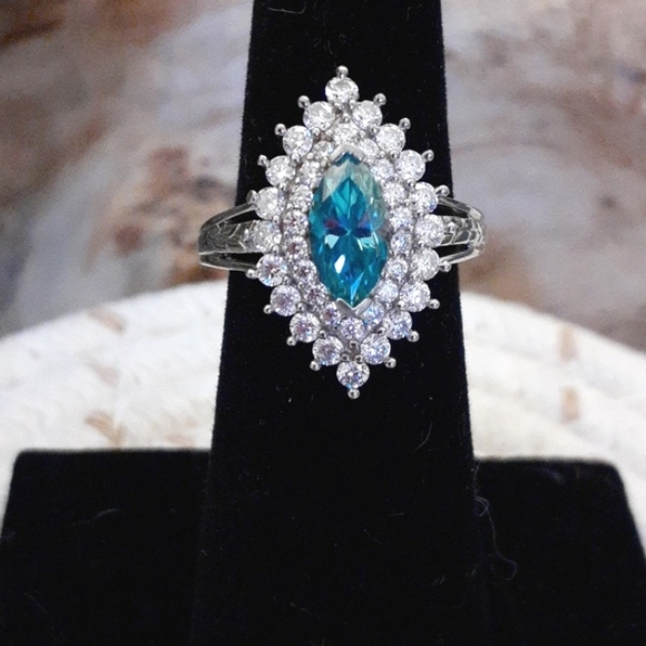 Jewelry - CARIBBEAN BLUE & WHITE MOISSANITE RING